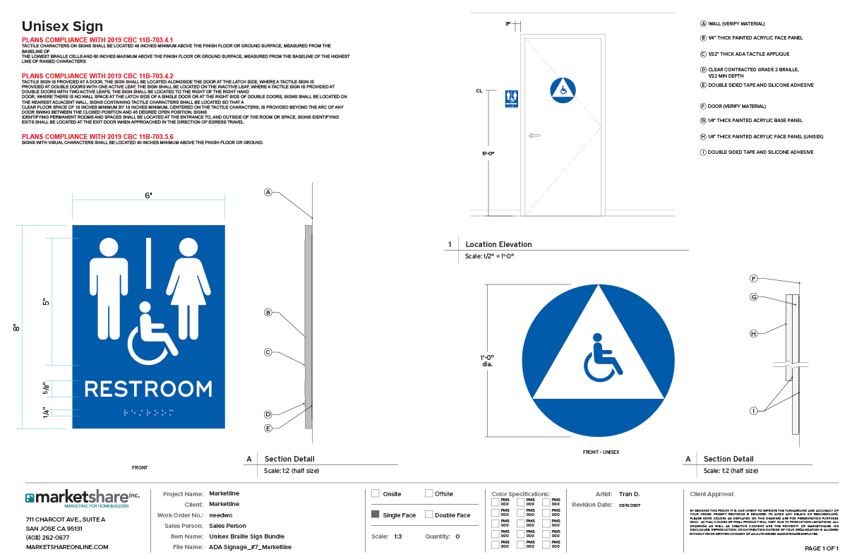 ADA Title 24 Restroom Unisex Bundle Door-Wall